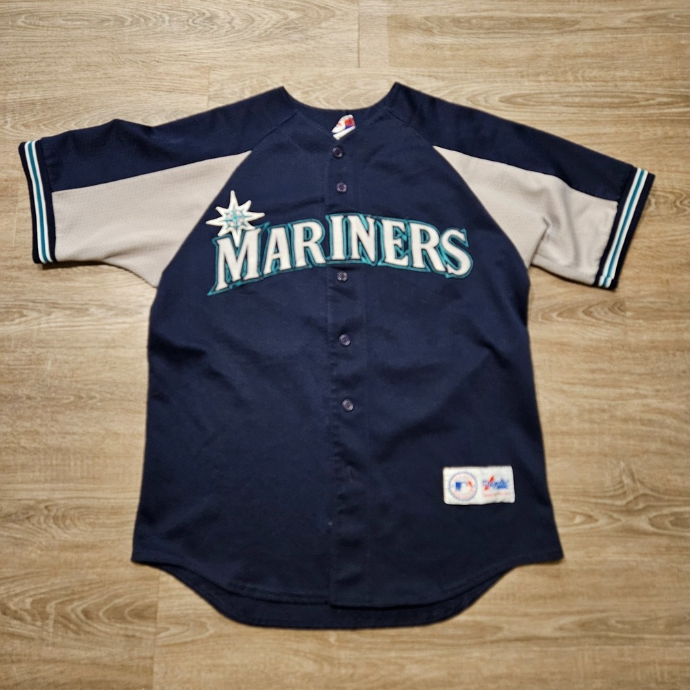 Vintage Majestic Ken Griffey Jr Mariners Jersey USA Men's Large MLB Blue 24